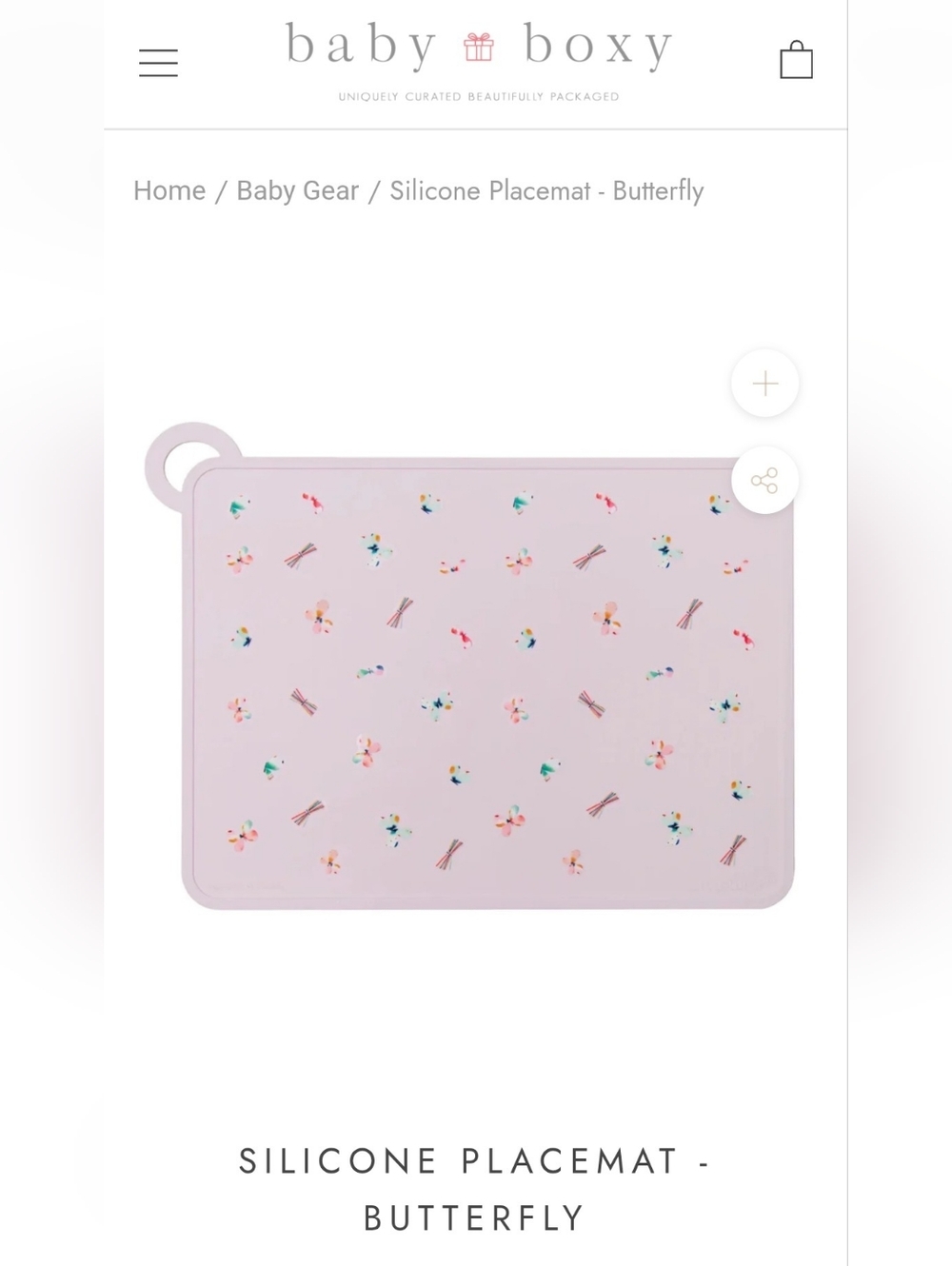 Baby Boxy Pink Silicone Placemat - Butterfly